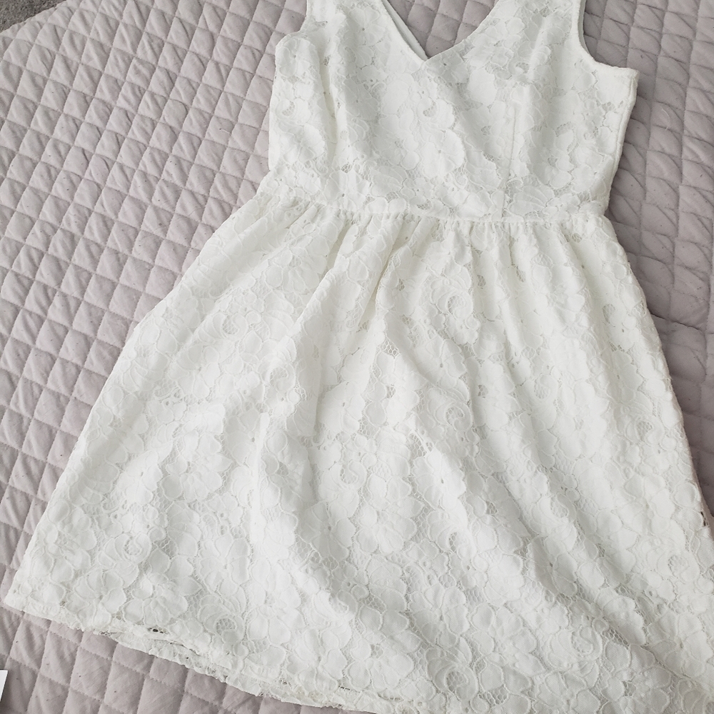 BB Dakota Phaedra White Lace Fit & Flare Dress